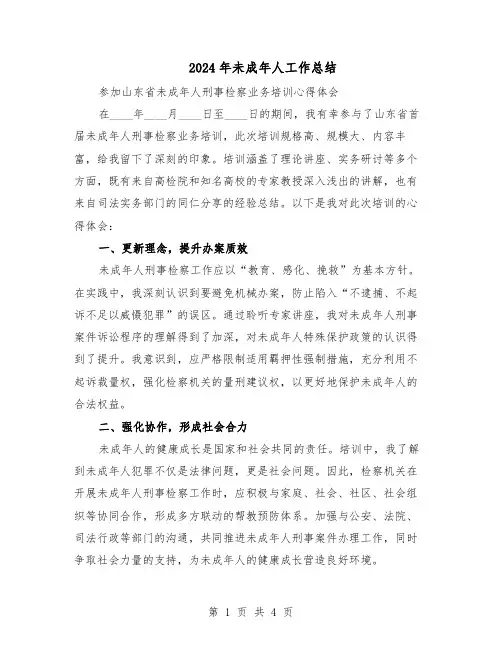 2024年未成年人工作总结（二篇）