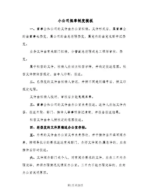 小公司规章制度模板（4篇）