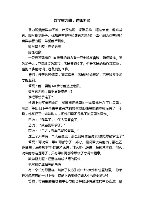 数学智力题：猫抓老鼠