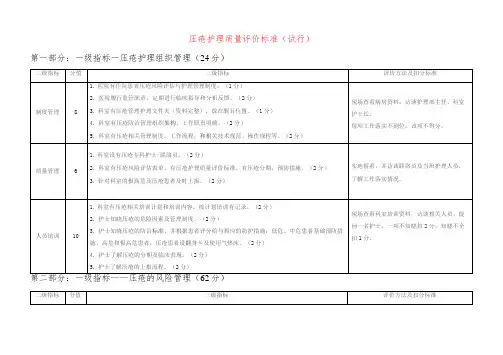 压疮护理质量评价标准