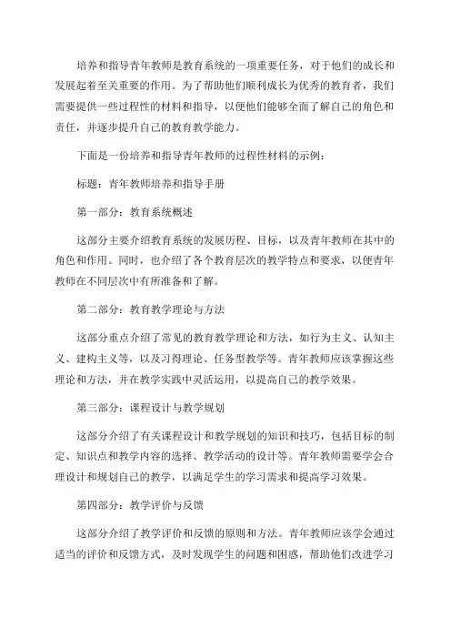 培养指导青年教师的过程性材料
