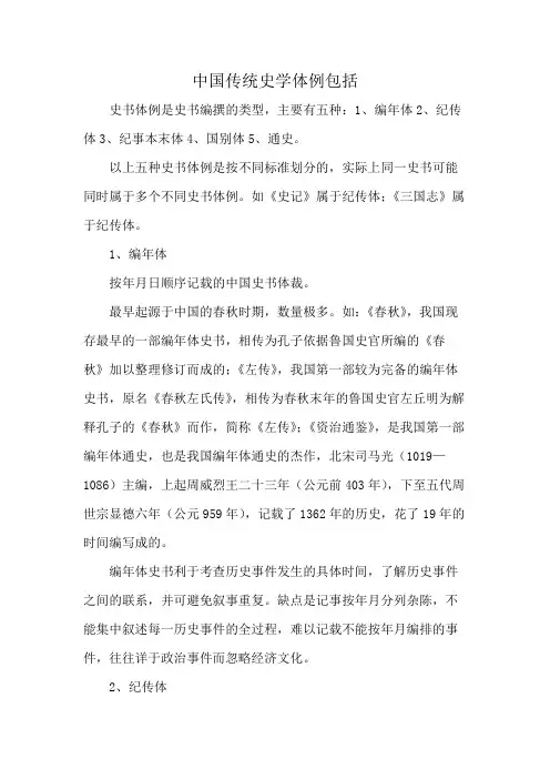 中国传统史学体例包括
