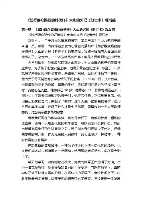 《践行群众路线的好榜样》大山的火把《赵世术》观后感