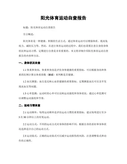 阳光体育运动自查报告