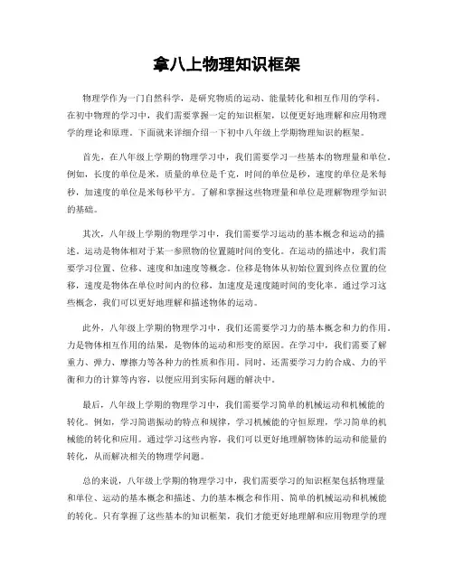 拿八上物理知识框架