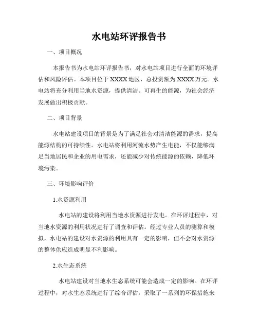 水电站环评报告书