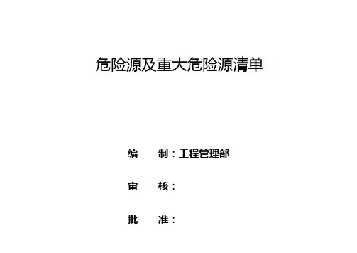 高速公路项目危险源及重大危险源应用清单