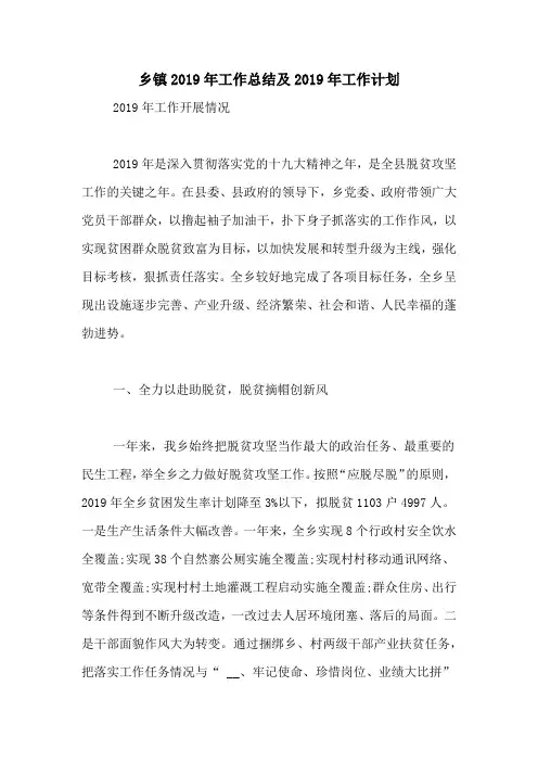 乡镇2019年工作总结及2019年工作计划