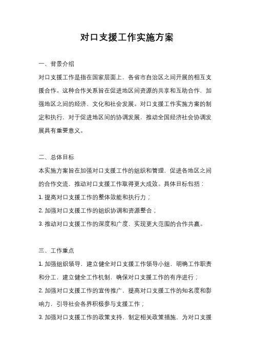 对口支援工作实施方案