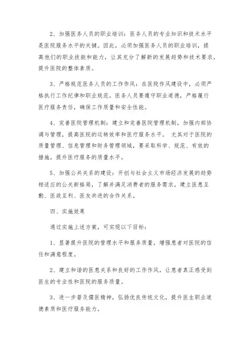 医院行业作风建设实施方案