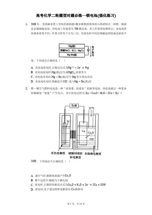 高考化学二轮题型必练——镁电池(附详解)