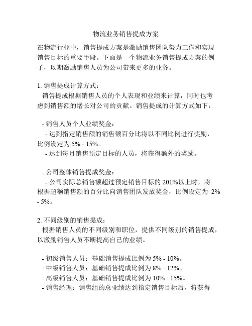 物流业务销售提成方案