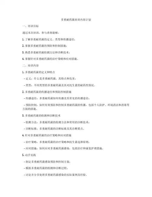 多重耐药菌培训内容计划