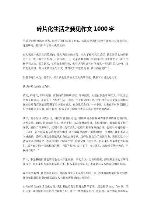 碎片化生活之我见作文1000字