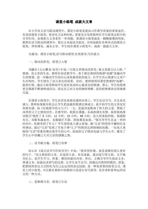 课堂小练笔 成就大文章