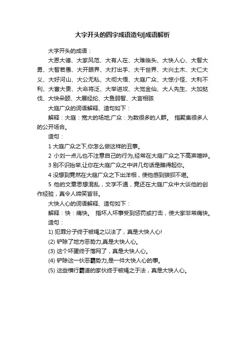 大字开头的四字成语造句成语解析