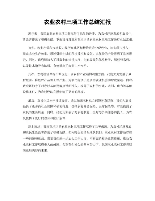 农业农村三项工作总结汇报