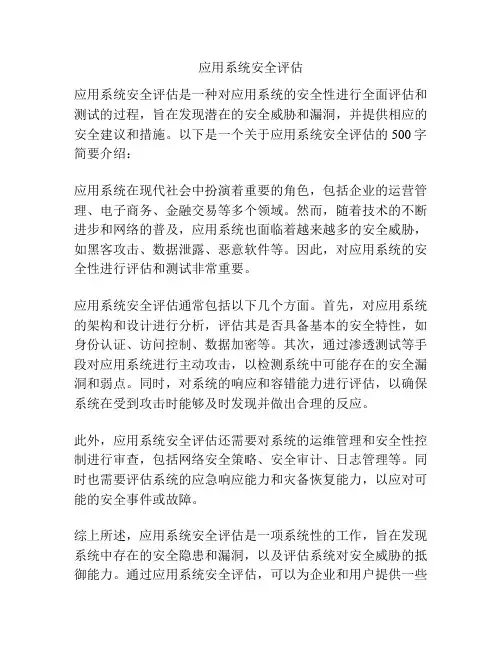 应用系统安全评估