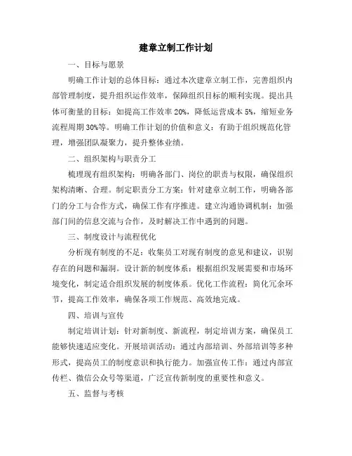 建章立制工作计划