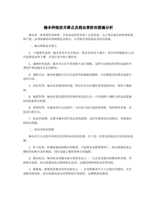 楠木种植技术要点及病虫害防治措施分析