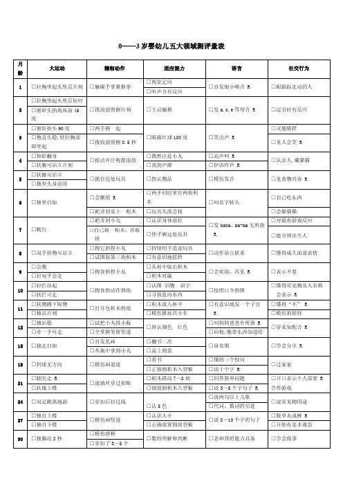 [幼儿教育]五大领域量表