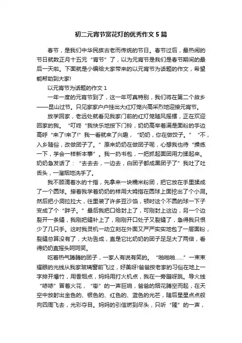 初二元宵节赏花灯的优秀作文5篇