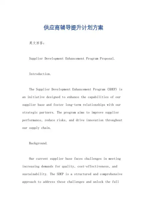 供应商辅导提升计划方案