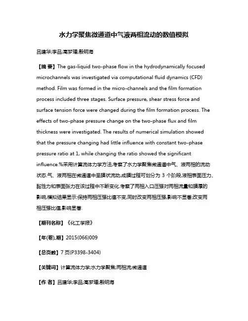 水力学聚焦微通道中气液两相流动的数值模拟