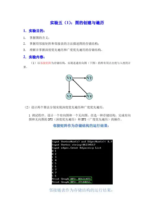 C语言_数据结构_实验7_图的创建与遍历 2