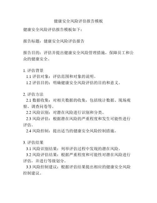 健康安全风险评估报告模板