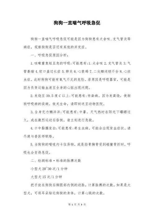 狗狗一直喘气呼吸急促