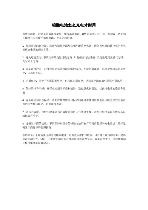 铅酸电池怎么充电才耐用