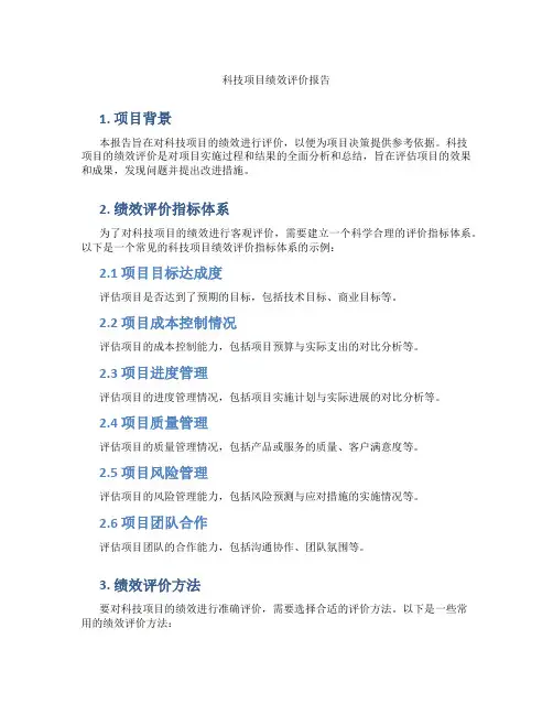 科技项目绩效评价报告