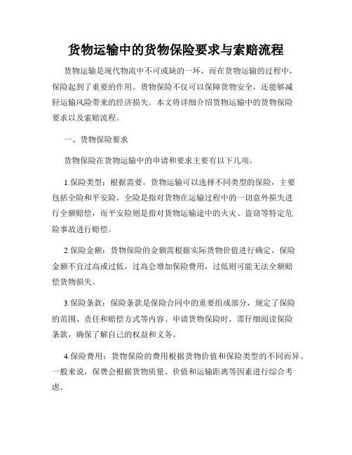货物运输中的货物保险要求与索赔流程