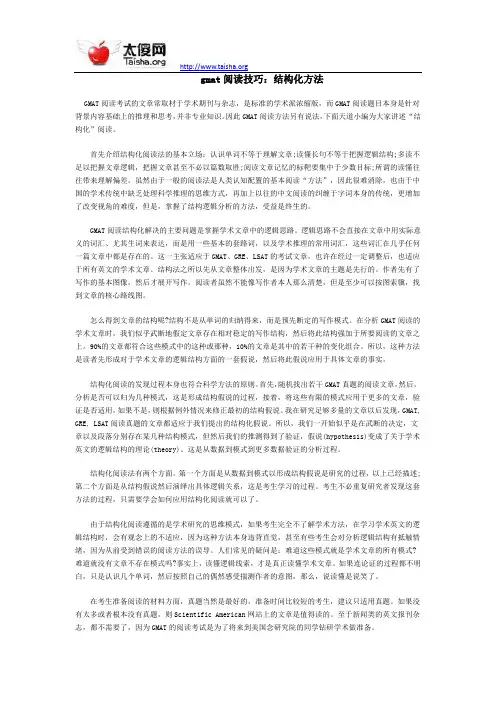 gmat阅读技巧：结构化方法