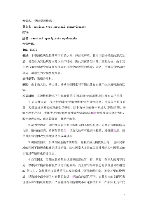 脊髓型颈椎病疾病详解