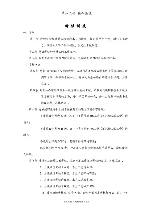 公司员工绩效考核制度