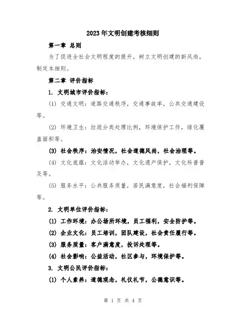 2023年文明创建考核细则