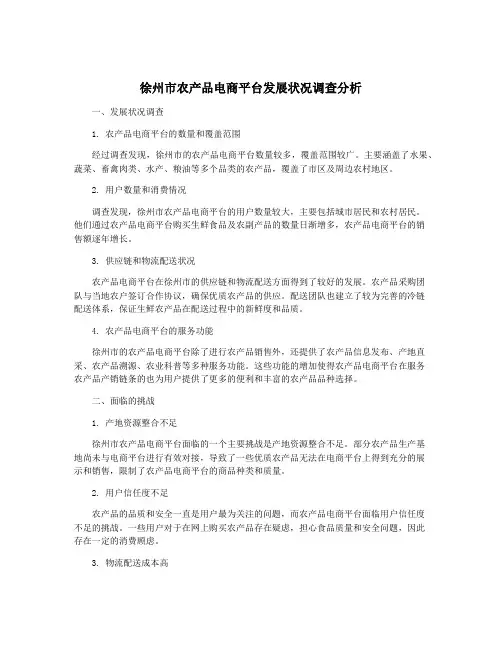 徐州市农产品电商平台发展状况调查分析