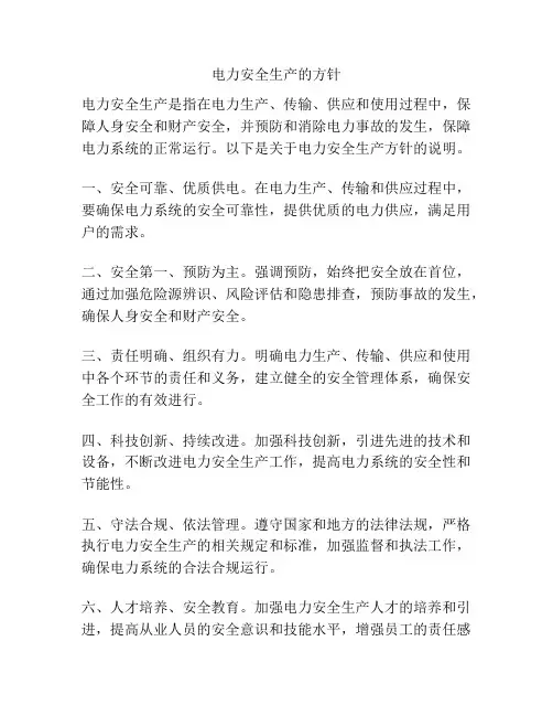 电力安全生产的方针