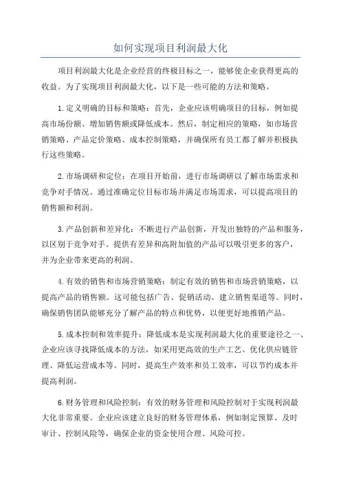 如何实现项目利润最大化