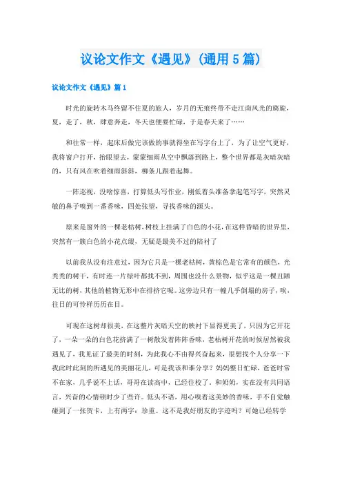 议论文作文《遇见》(通用5篇)