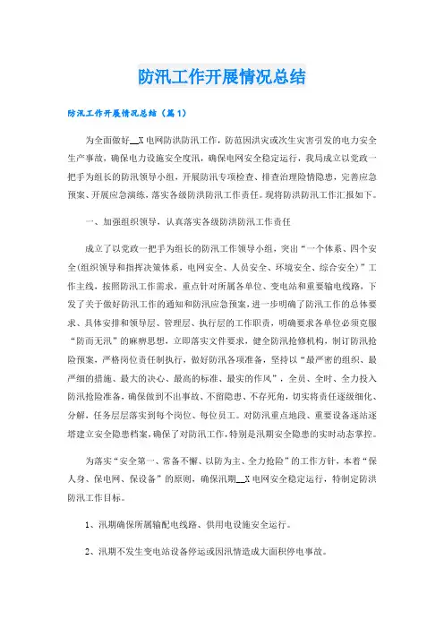 防汛工作开展情况总结