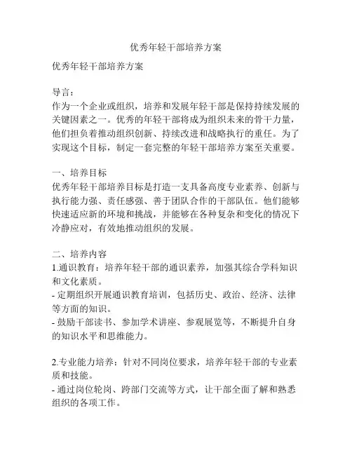 优秀年轻干部培养方案