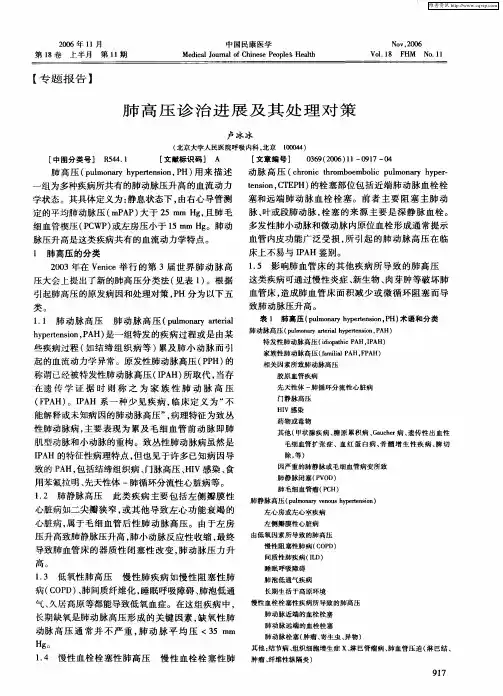 肺高压诊治进展及其处理对策