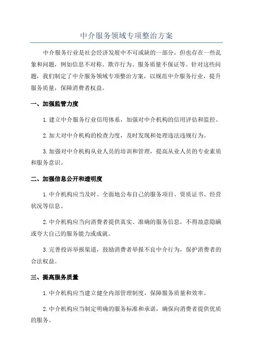 中介服务领域专项整治方案