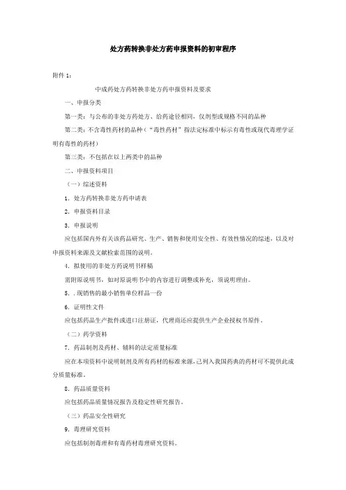 处方药转换非处方药申报要求