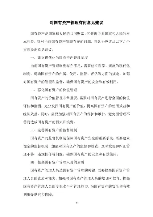 对国有资产管理有何意见建议