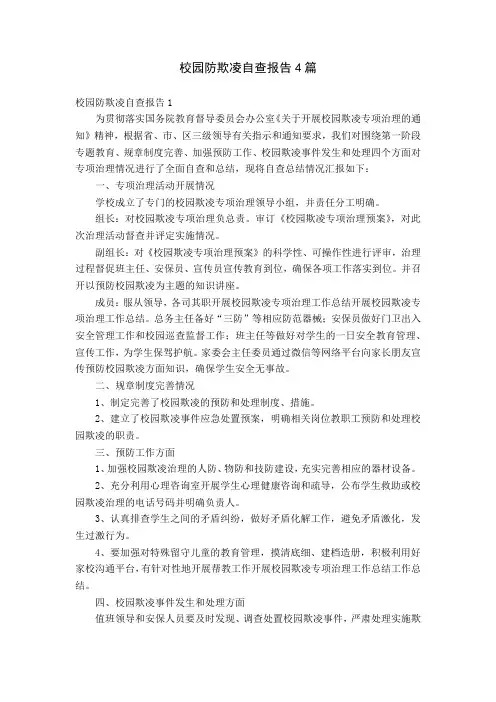 校园防欺凌自查报告4篇