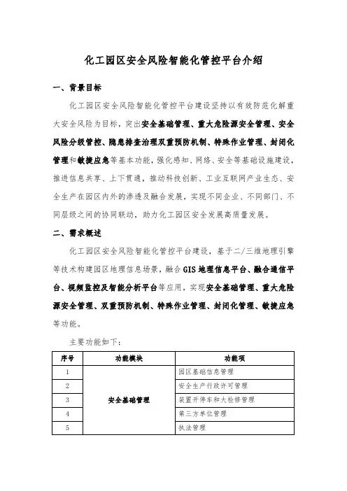 化工园区安全风险智能化管控平台介绍